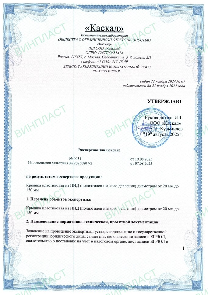 Экспертное заключение — Крышка пластиковая из ПНД, стр. 1
